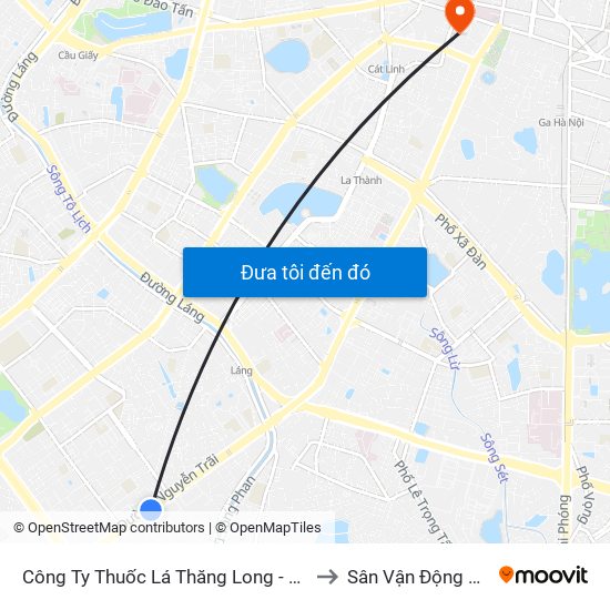 Công Ty Thuốc Lá Thăng Long - 235 Nguyễn Trãi to Sân Vận Động Hàng Đẫy map