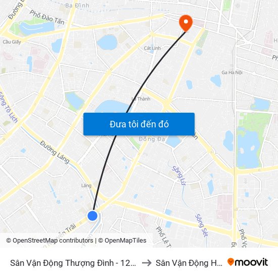 Sân Vận Động Thượng Đình - 129 Nguyễn Trãi to Sân Vận Động Hàng Đẫy map