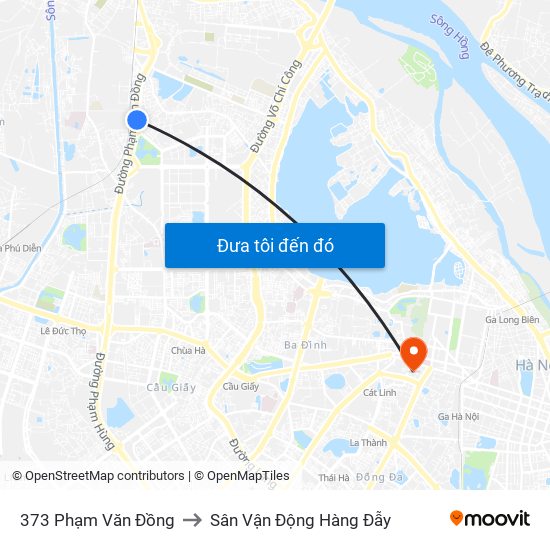 373 Phạm Văn Đồng to Sân Vận Động Hàng Đẫy map