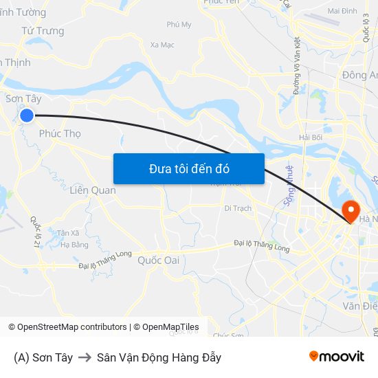 (A) Sơn Tây to Sân Vận Động Hàng Đẫy map