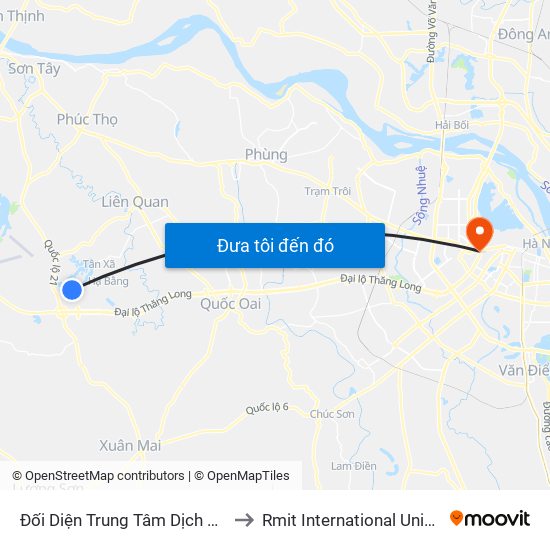 Đối Diện Trung Tâm Dịch Vụ Tài Chính Bộ Tài Chính to Rmit International University Hanoi Campus map