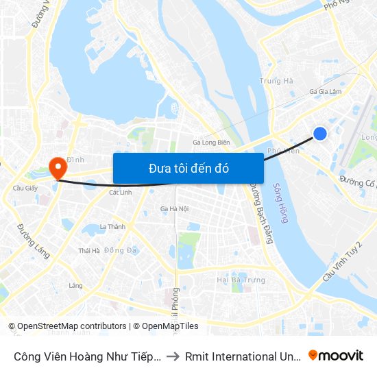Công Viên Hoàng Như Tiếp (Cổng Số 4 Bvđk Tâm Anh) to Rmit International University Hanoi Campus map