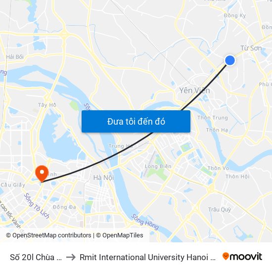 Số 20l Chùa Dận to Rmit International University Hanoi Campus map