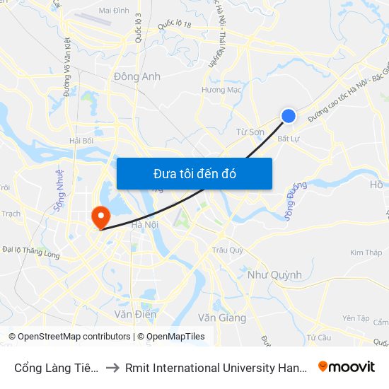 Cổng Làng Tiêu Sơn to Rmit International University Hanoi Campus map