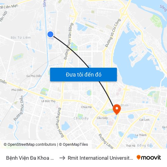 Bệnh Viện Đa Khoa Phương Đông to Rmit International University Hanoi Campus map