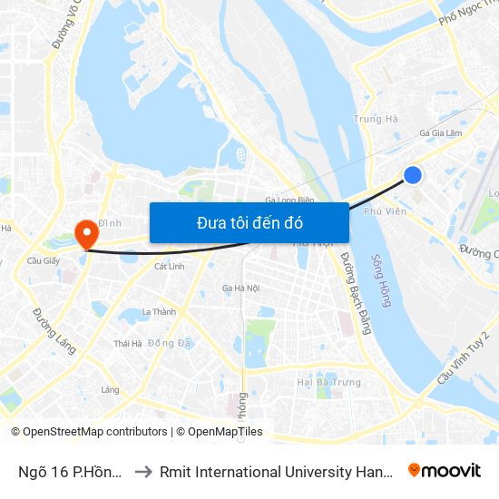 Ngõ 16 P.Hồng Tiến to Rmit International University Hanoi Campus map