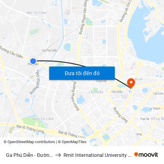 Ga Phú Diễn - Đường Cầu Diễn to Rmit International University Hanoi Campus map