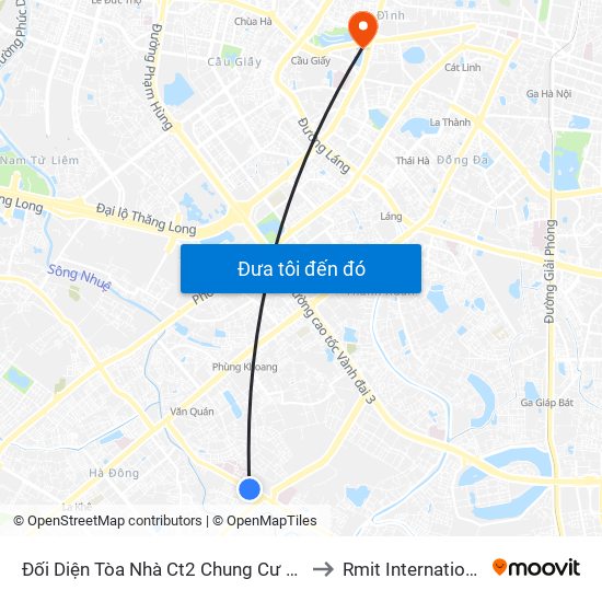 Đối Diện Tòa Nhà Ct2 Chung Cư Viện Bỏng, Gần Ngã Ba Yên Xá - Phùng Hưng (Hà Đông) to Rmit International University Hanoi Campus map