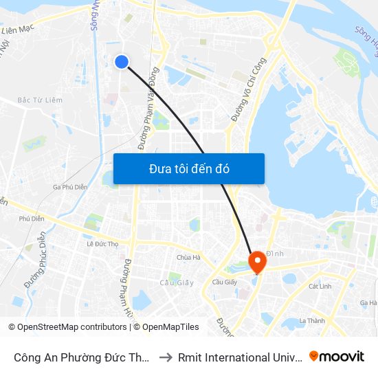 Công An Phường Đức Thắng - Đường Đông Ngạc to Rmit International University Hanoi Campus map