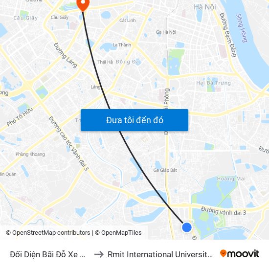 Đối Diện Bãi Đỗ Xe Công Ty Hino to Rmit International University Hanoi Campus map