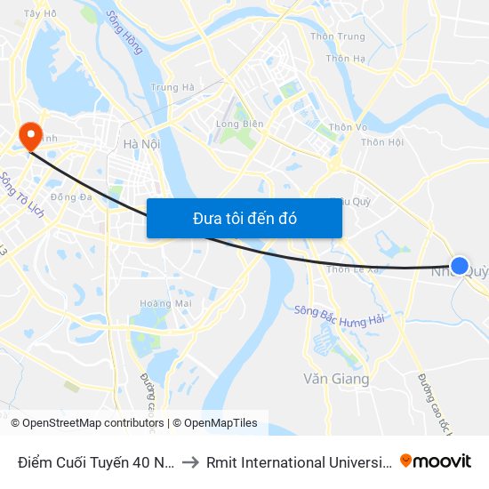 Điểm Cuối Tuyến 40 Như Quỳnh - Ql5 to Rmit International University Hanoi Campus map