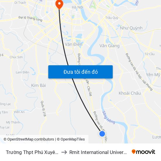 Trường Thpt Phú Xuyên A - Quốc Lộ 1a to Rmit International University Hanoi Campus map