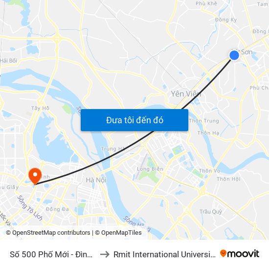 Số 500 Phố Mới - Đình Bảng - Từ Sơn to Rmit International University Hanoi Campus map