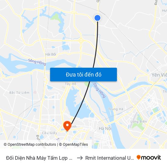 Đối Diện Nhà Máy Tấm Lợp Đông Anh- Km 12+700 Quốc Lộ 3 to Rmit International University Hanoi Campus map