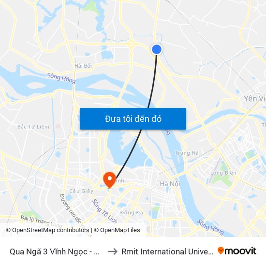 Qua Ngã 3 Vĩnh Ngọc - Km 9+335 Quốc Lộ 3 to Rmit International University Hanoi Campus map