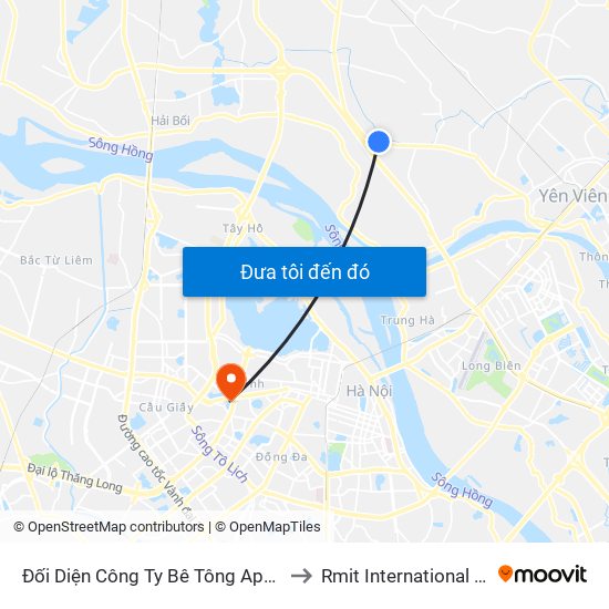 Đối Diện Công Ty Bê Tông Appha - Đông Hội  - Km 6+650 Quốc Lộ 3 to Rmit International University Hanoi Campus map