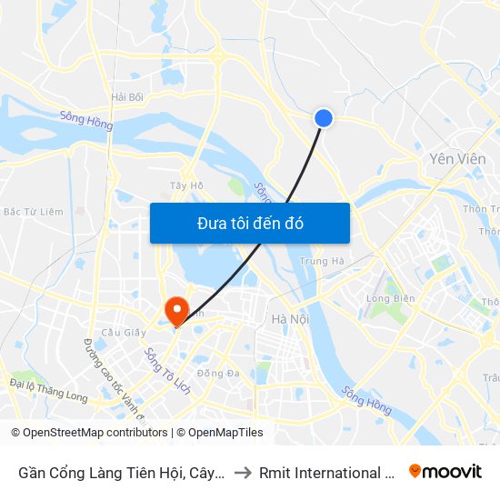 Gần Cổng Làng Tiên Hội, Cây Đa Bác Hồ - Km 5 +700 Quốc Lộ 3 to Rmit International University Hanoi Campus map