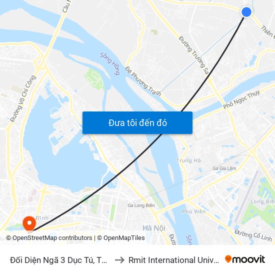 Đối Diện Ngã 3 Dục Tú, Thôn Lộc Hà - Quốc Lộ 3 to Rmit International University Hanoi Campus map