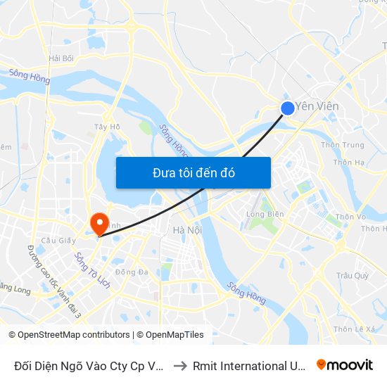 Đối Diện Ngõ Vào Cty Cp Vật Tư Mỏ Địa Chất - Quốc Lộ 3 to Rmit International University Hanoi Campus map