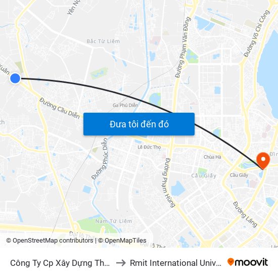 Công Ty Cp Xây Dựng Thăng Long - Quốc Lộ 32 to Rmit International University Hanoi Campus map