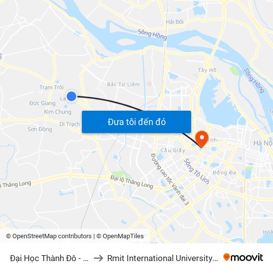 Đại Học Thành Đô - Quốc Lộ 32 to Rmit International University Hanoi Campus map