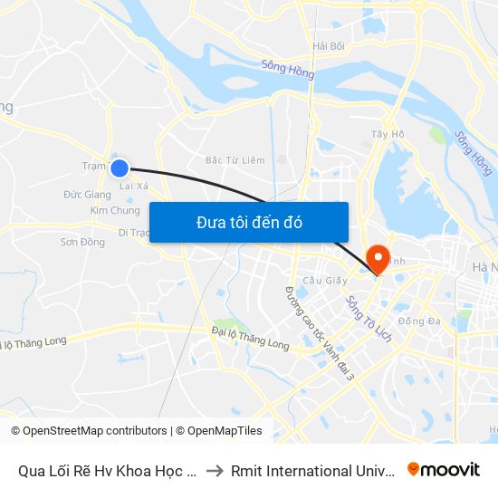 Qua Lối Rẽ Hv Khoa Học Quân Sự - Quốc Lộ 32 to Rmit International University Hanoi Campus map