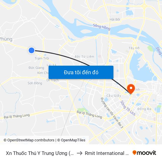Xn Thuốc Thú Y Trung Ương (Đức Thượng Hoài Đức) - Quốc Lộ 32 to Rmit International University Hanoi Campus map