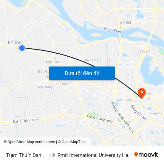 Trạm Thú Y Đan Phượng to Rmit International University Hanoi Campus map