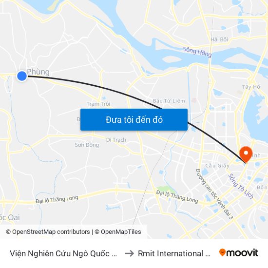 Viện Nghiên Cứu Ngô Quốc Gia - Quốc Lộ 32 (Cọc Tiêu H2/22) to Rmit International University Hanoi Campus map