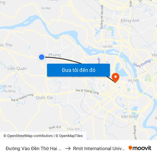 Đường Vào Đền Thờ Hai Bà Trưng - Quốc Lộ 32 to Rmit International University Hanoi Campus map