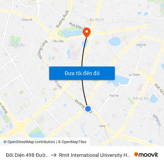 Đối Diện 498 Đường Láng to Rmit International University Hanoi Campus map
