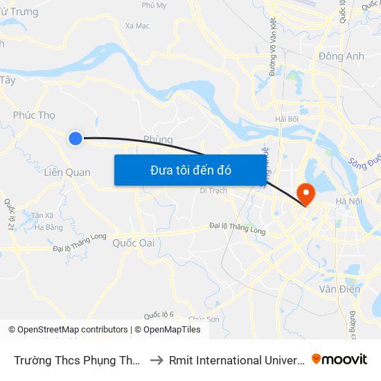 Trường Thcs Phụng Thượng - Quốc Lộ 32 to Rmit International University Hanoi Campus map