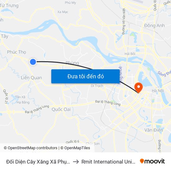 Đối Diện Cây Xăng Xã Phụng Thượng - Quốc Lộ 32 to Rmit International University Hanoi Campus map