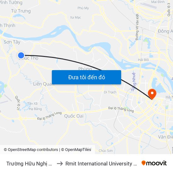 Trường Hữu Nghị T78 - Ql32 to Rmit International University Hanoi Campus map