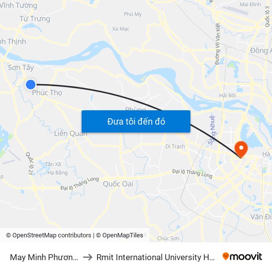 May Minh Phương - Ql32 to Rmit International University Hanoi Campus map