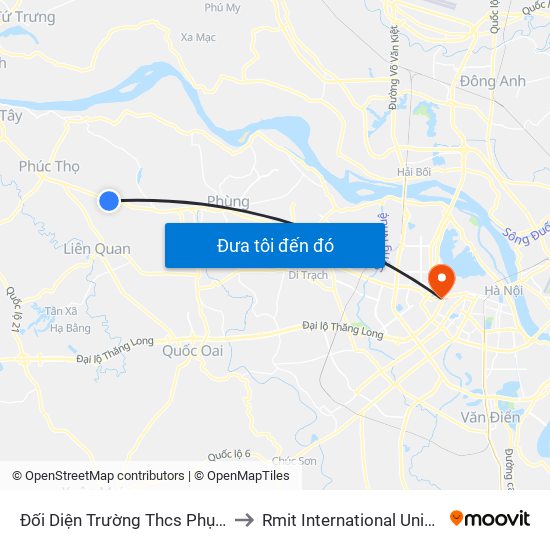 Đối Diện Trường Thcs Phụng Thượng - Quốc Lộ 32 to Rmit International University Hanoi Campus map