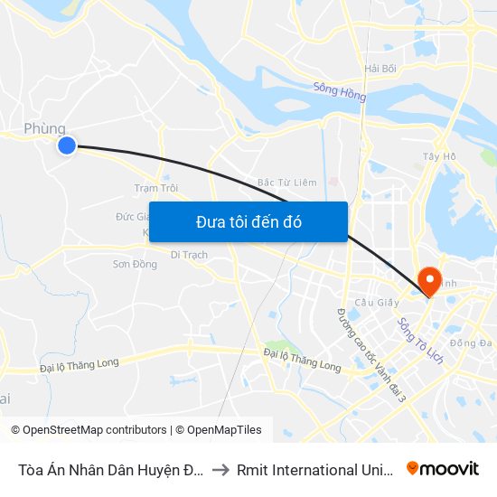 Tòa Án Nhân Dân Huyện Đan Phượng - Quốc Lộ 32 to Rmit International University Hanoi Campus map