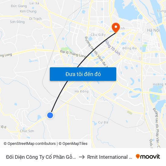 Đối Diện Công Ty Cổ Phần Gỗ Thép Đại Lộc (Đồng Mai) - Quốc Lộ 6 to Rmit International University Hanoi Campus map