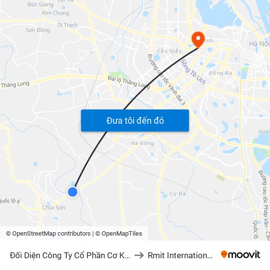 Đối Diện Công Ty Cổ Phần Cơ Khí Xây Dựng Hà Thái (Biên Giang) - Quốc Lộ 6 to Rmit International University Hanoi Campus map