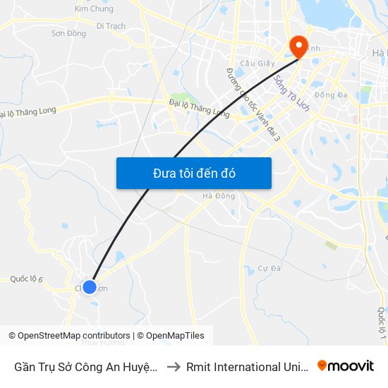 Gần Trụ Sở Công An Huyện Chương Mỹ - Quốc Lộ 6 to Rmit International University Hanoi Campus map