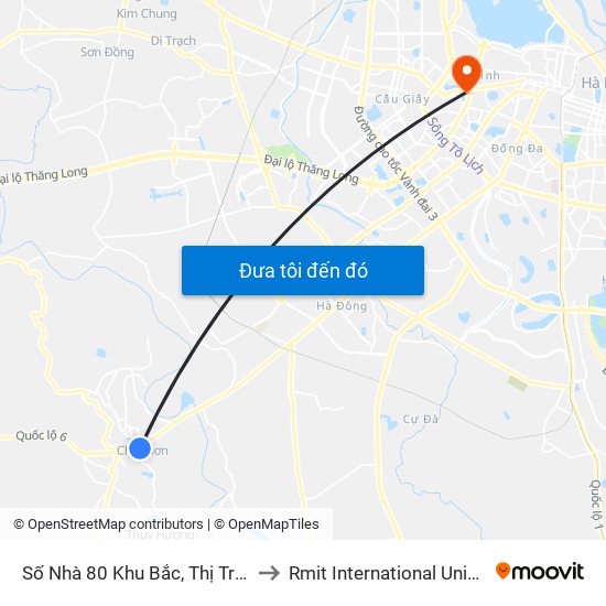 Số Nhà 80 Khu Bắc, Thị Trấn Chúc Sơn - Quốc Lộ 6 to Rmit International University Hanoi Campus map