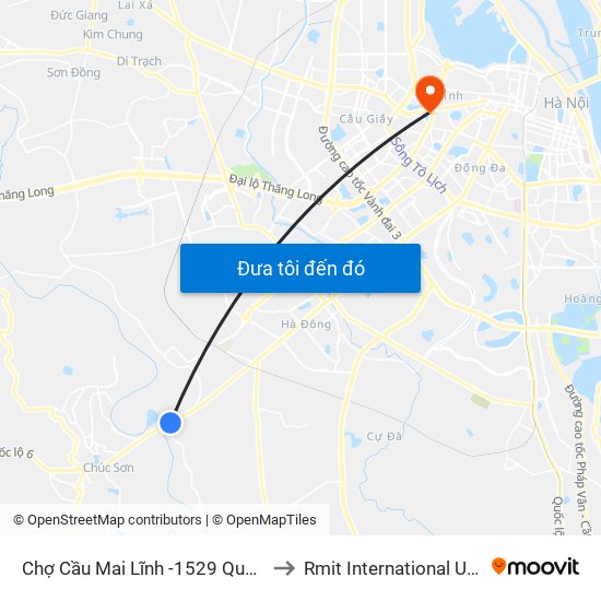 Chợ Cầu Mai Lĩnh -1529 Quang Trung (Hà Đông), Quốc Lộ 6 to Rmit International University Hanoi Campus map