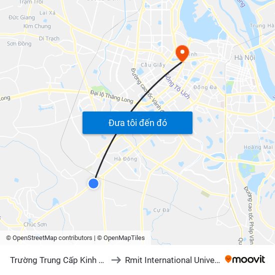 Trường Trung Cấp Kinh Tế - Tài Chính Hà Nội to Rmit International University Hanoi Campus map