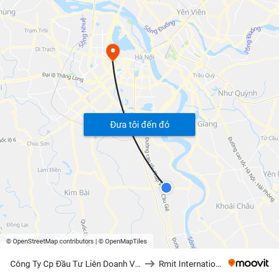 Công Ty Cp Đầu Tư Liên Doanh Việt Anh (Trước 100m Cổng Làng Phương Quế) - Tl 427 to Rmit International University Hanoi Campus map