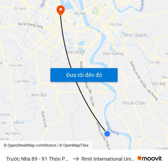 Trước Nhà 89 - 91 Thôn Phú Thịnh - Phú Minh - Tl429 to Rmit International University Hanoi Campus map