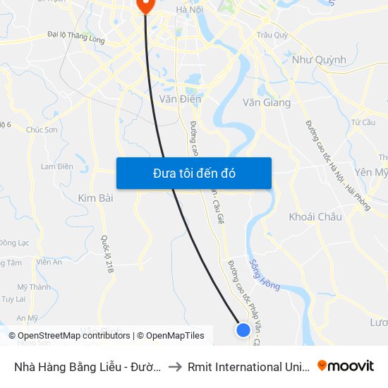 Nhà Hàng Bằng Liễu - Đường Trục Huyện Thao Chính to Rmit International University Hanoi Campus map