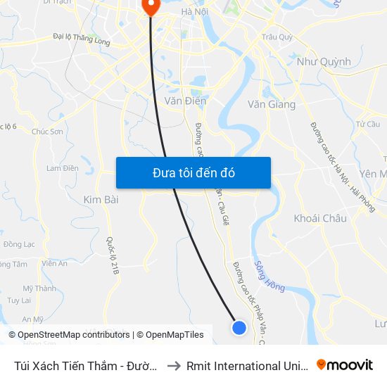 Túi Xách Tiến Thắm - Đường Trục Huyện Thao Chính to Rmit International University Hanoi Campus map