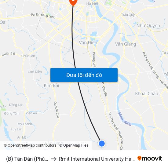 (B) Tân Dân (Phú Xuyên) to Rmit International University Hanoi Campus map