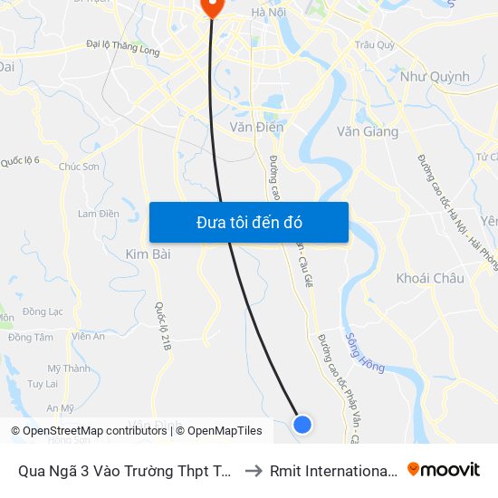 Qua Ngã 3 Vào Trường Thpt Tân Dân 30m - Đường Trục Huyện Thao Chính to Rmit International University Hanoi Campus map