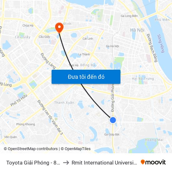 Toyota Giải Phóng - 807 Giải Phóng to Rmit International University Hanoi Campus map